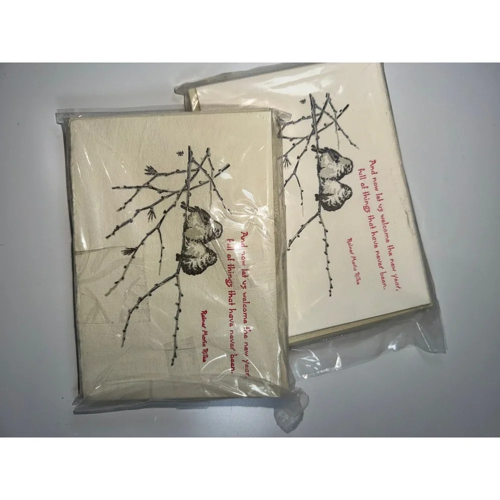 New‎ Unbranded New Year's Greeting Cards Ivory New Set of 20 Birds Nature Poetry